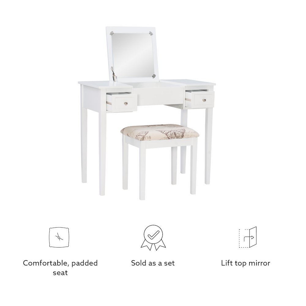 White Butterfly Vanity And Stool. Picture 19