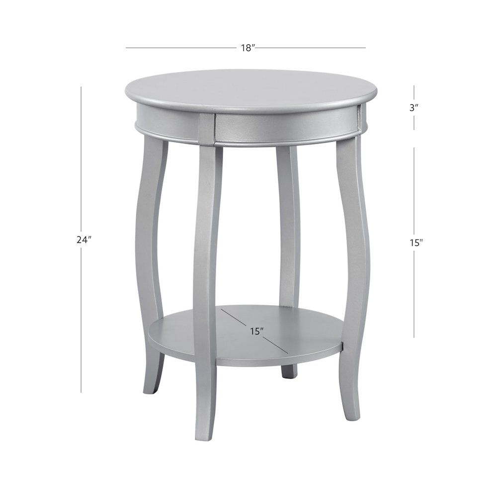 Silver Round Table with Shelf. Picture 13