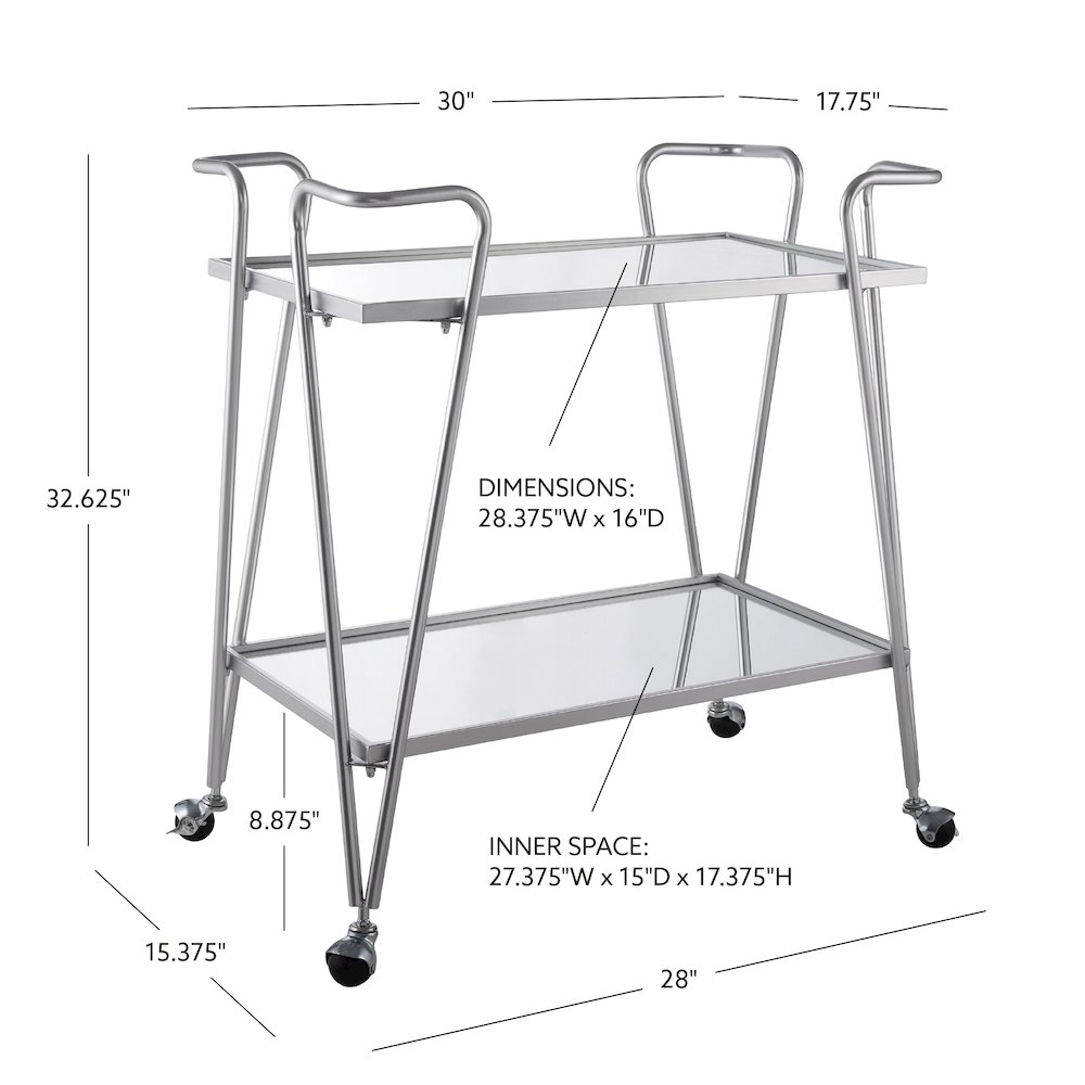 Mid-Century Bar Cart Silver. Picture 12