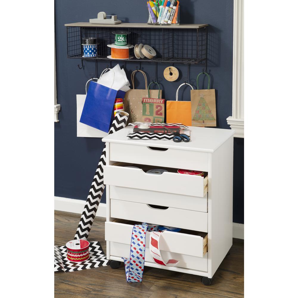 Cary Six Drawer Wide Roll Cart, White Wash. Picture 15