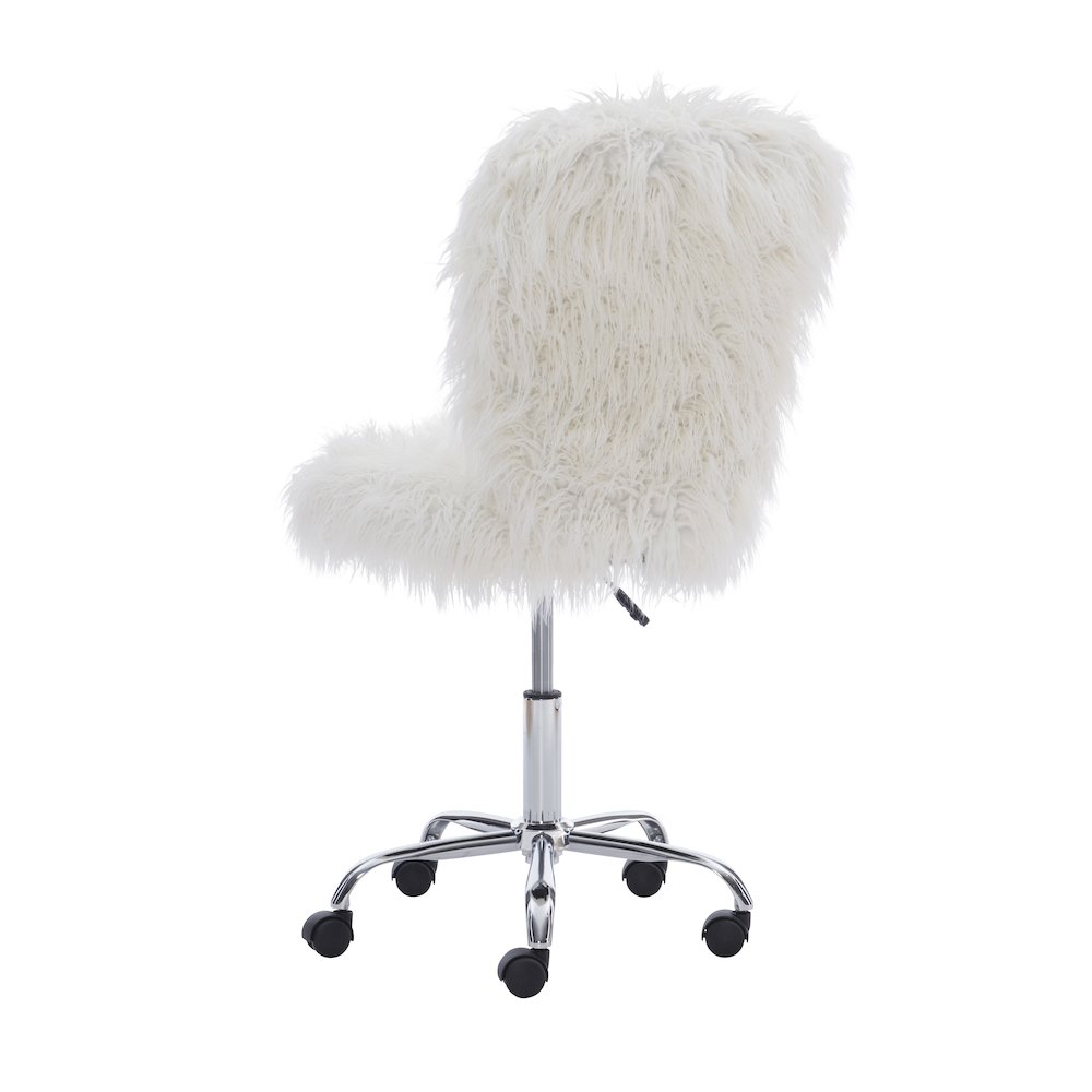 Faux Flokati Armless Office Chair, White. Picture 13