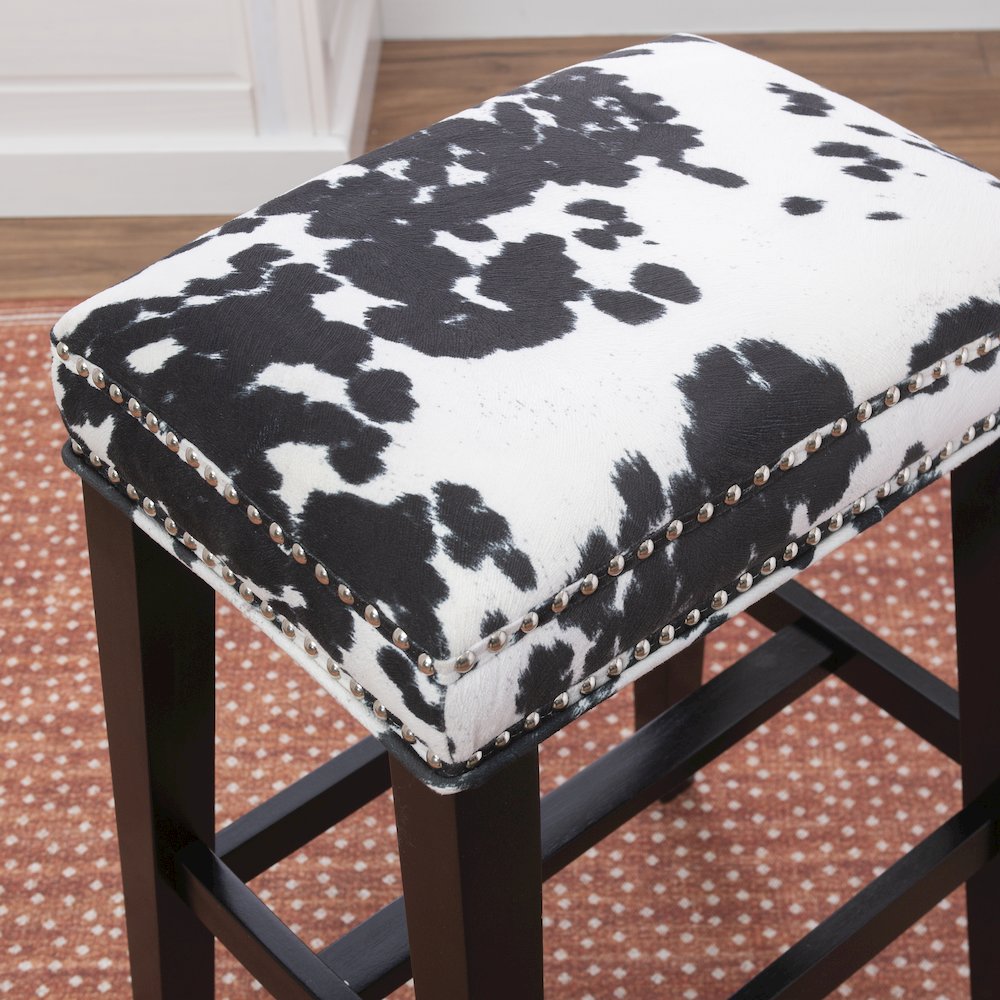 Walt Black Cow Print Bar Stool. Picture 5