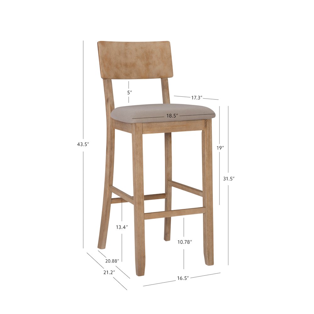 Jordan 30 In Gray Wash Bar Stool. Picture 14