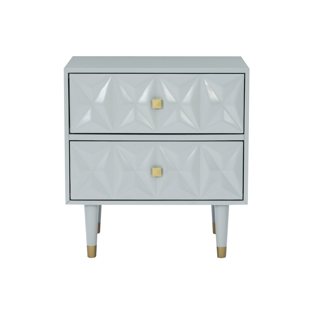Two Drawer Geo Texture Nightstand Grey. Picture 2