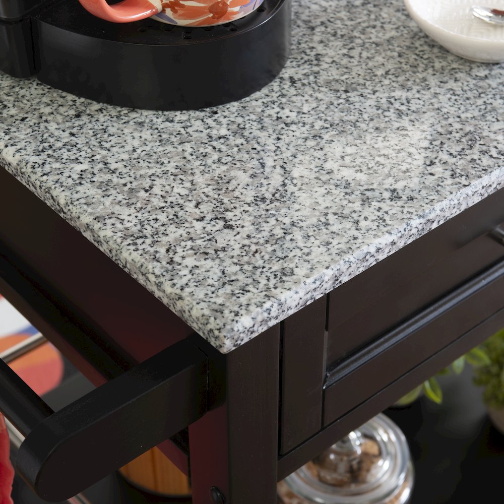 Mitchell Black Kitchen Cart With Granite Top. Picture 6