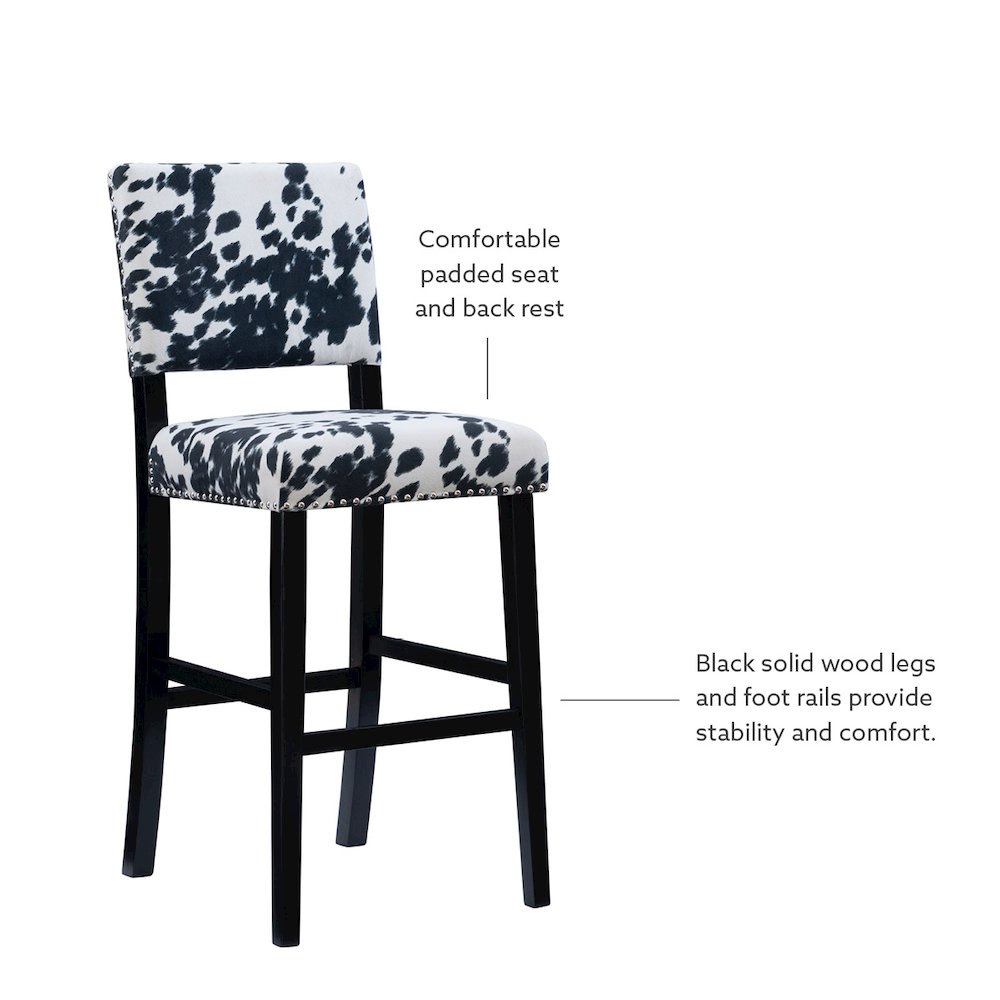 Corey Black Cow Print Bar Stool. Picture 9