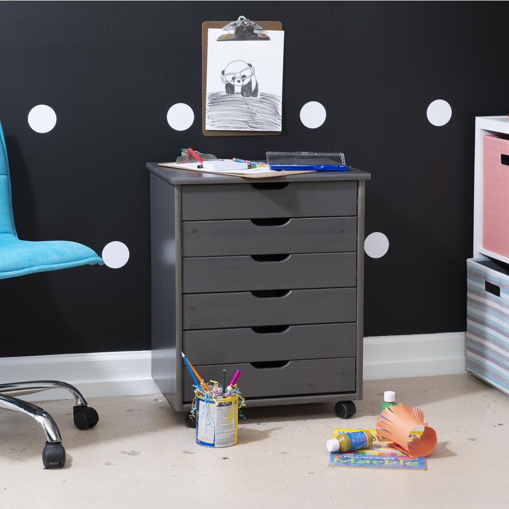 Cary Six Drawer Wide Roll Cart, Grey. Picture 9