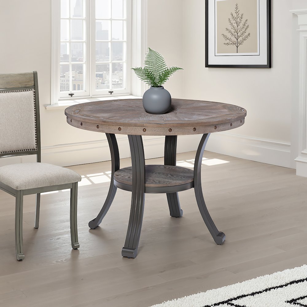 Franklin -45 inch Round Dining Table Pewter. Picture 4
