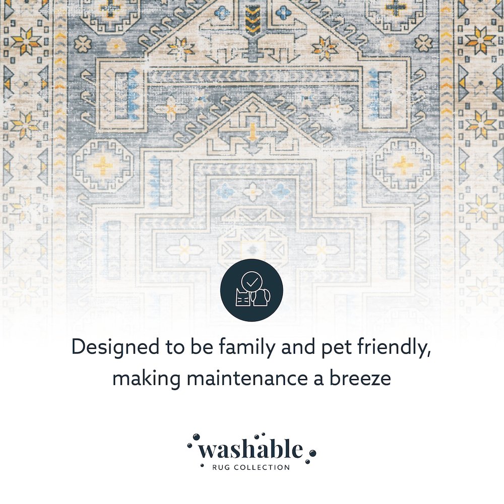 Washable Parson Grey/Beige 3x5, Rug. Picture 8