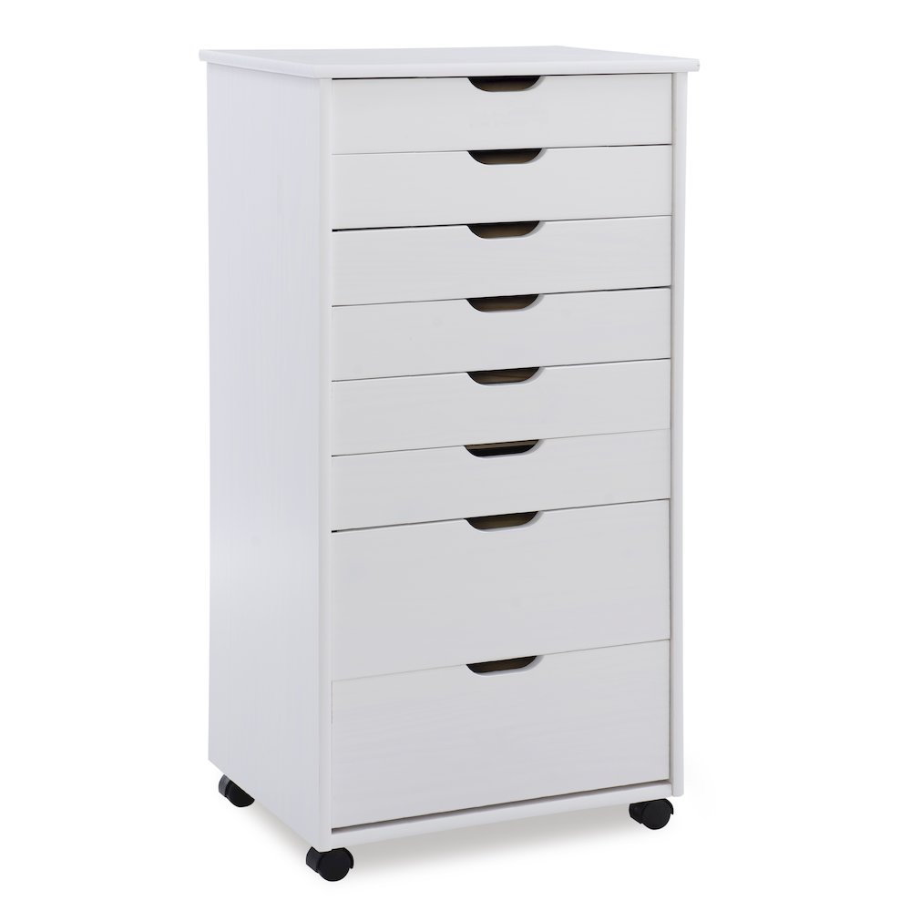 Cary Eight Drawer Rolling Storage Cart, White Wash. Picture 10