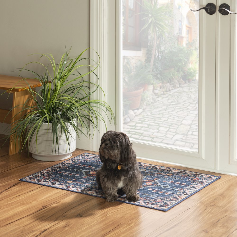 Washable Larson Navy/Ivory 2x3, Rug. Picture 1
