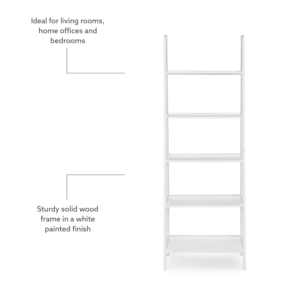 Acadia Ladder Bookshelf, White. Picture 10