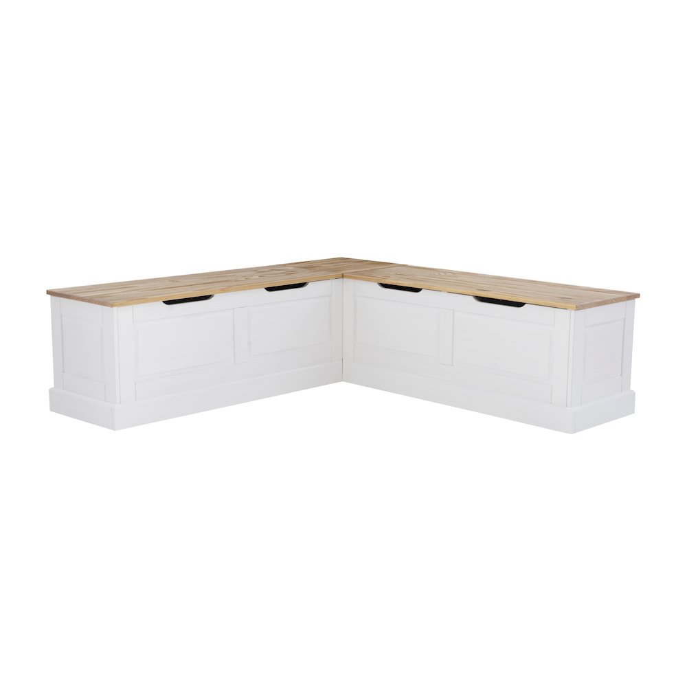 Tobin Backless Two Tone Breakfast Nook, Natural And White. Picture 10