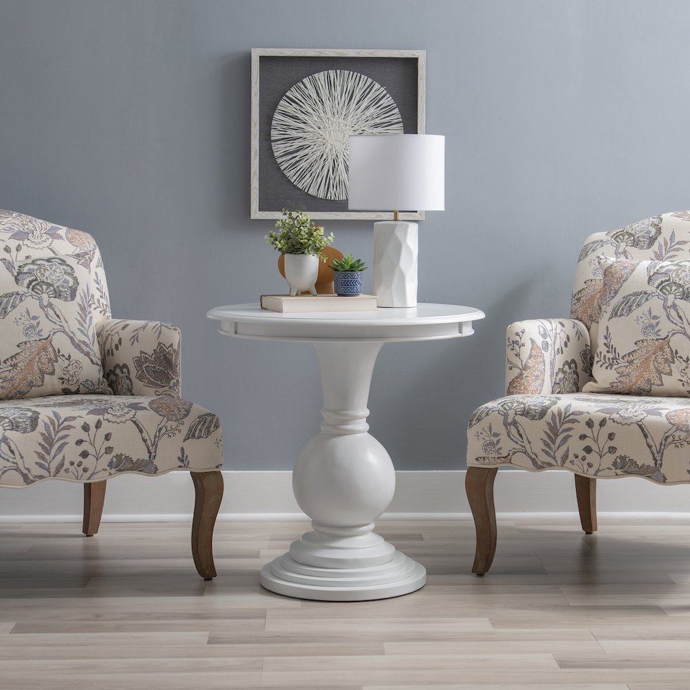 Adeline Round Accent Table White. Picture 2