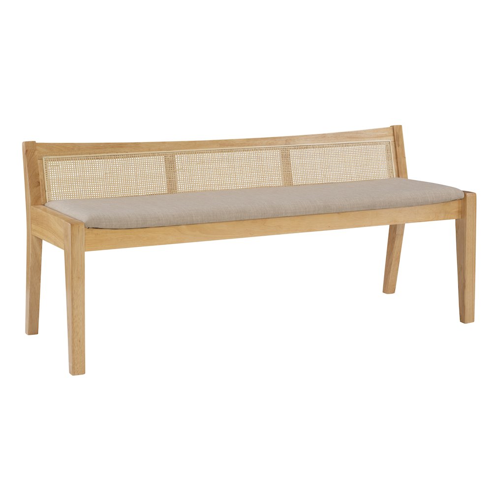 Nassau Rattan Cane Bench with Back, Beige. Picture 8