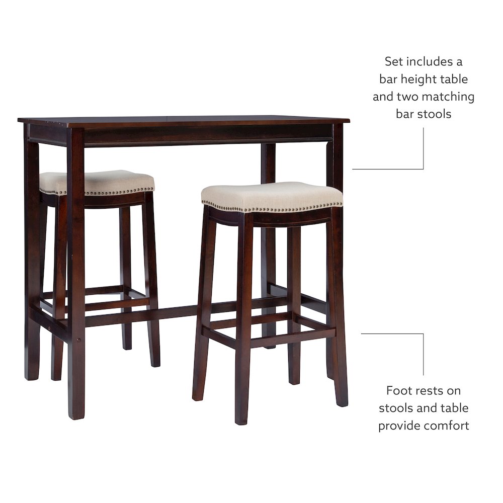Claridge 3Pc Bar Set Walnut Linen. Picture 6