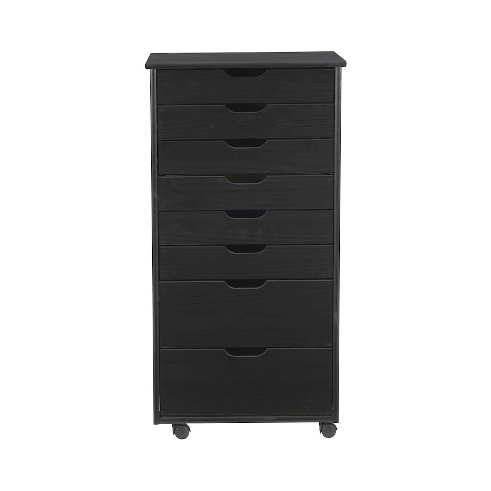 Cary Eight Drawer Rolling Storage Cart, Black. Picture 3