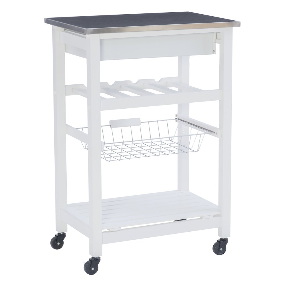 Clarke White Kitchen Cart. Picture 11