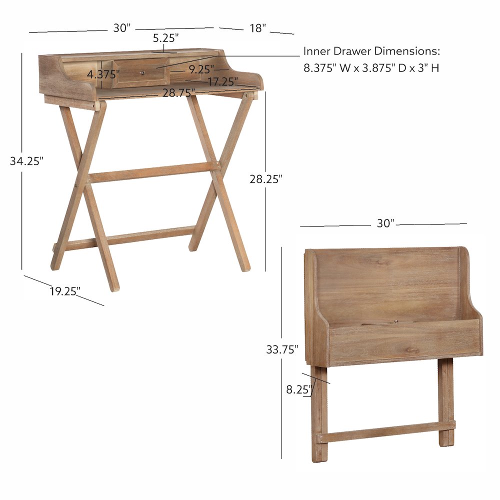 Coy Rustic Brown Folding Desk. Picture 17