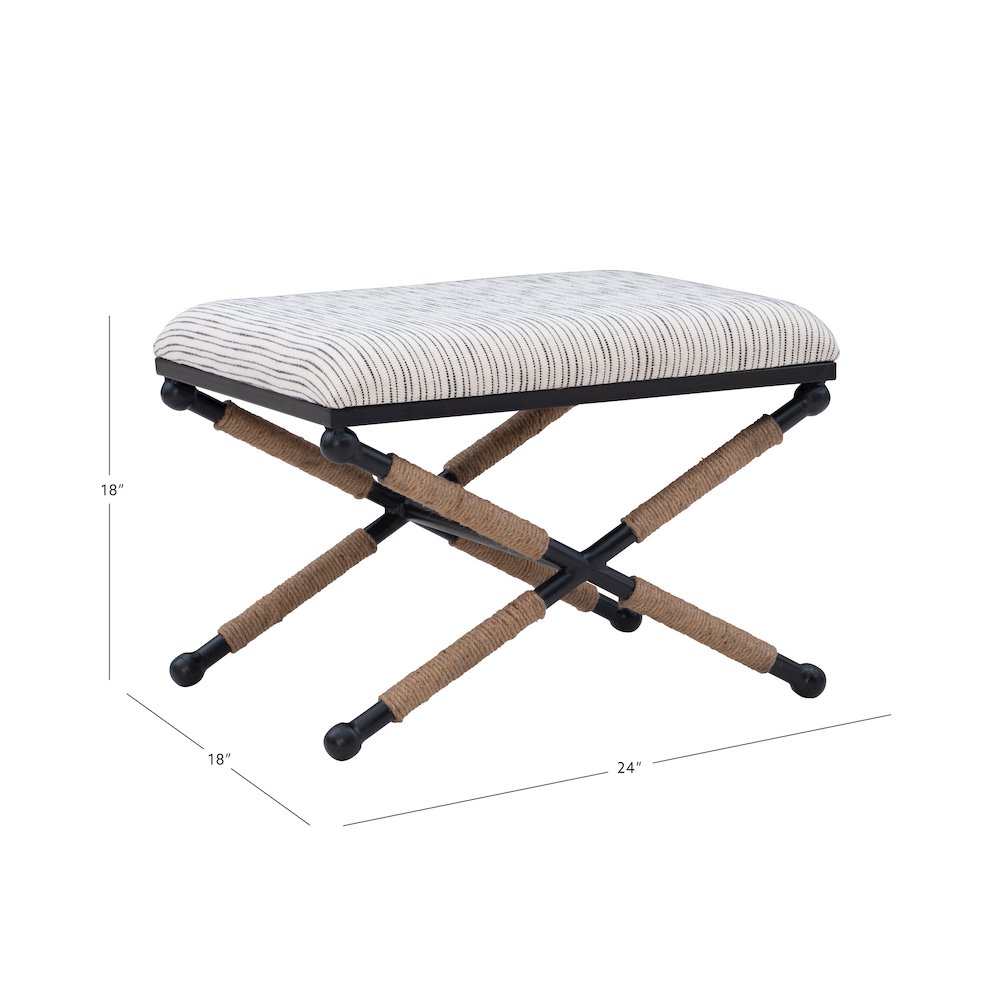 Ashburn Campaign Accent Stool Striped. Picture 14