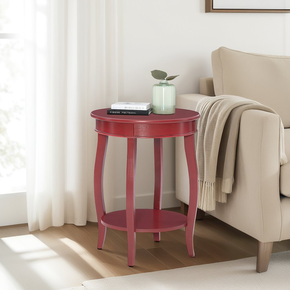 Red Round Table with Shelf. Picture 5