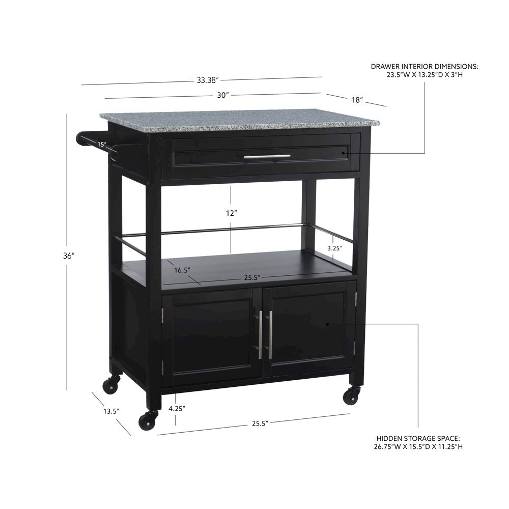 Cameron Kitchen Cart With Granite Top. Picture 18