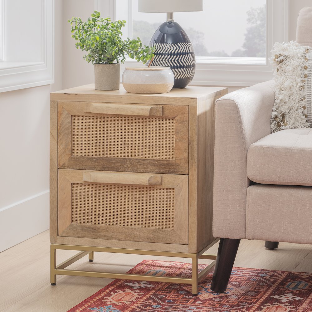 Janie Rattan Cabinet Two Drawers. Picture 3