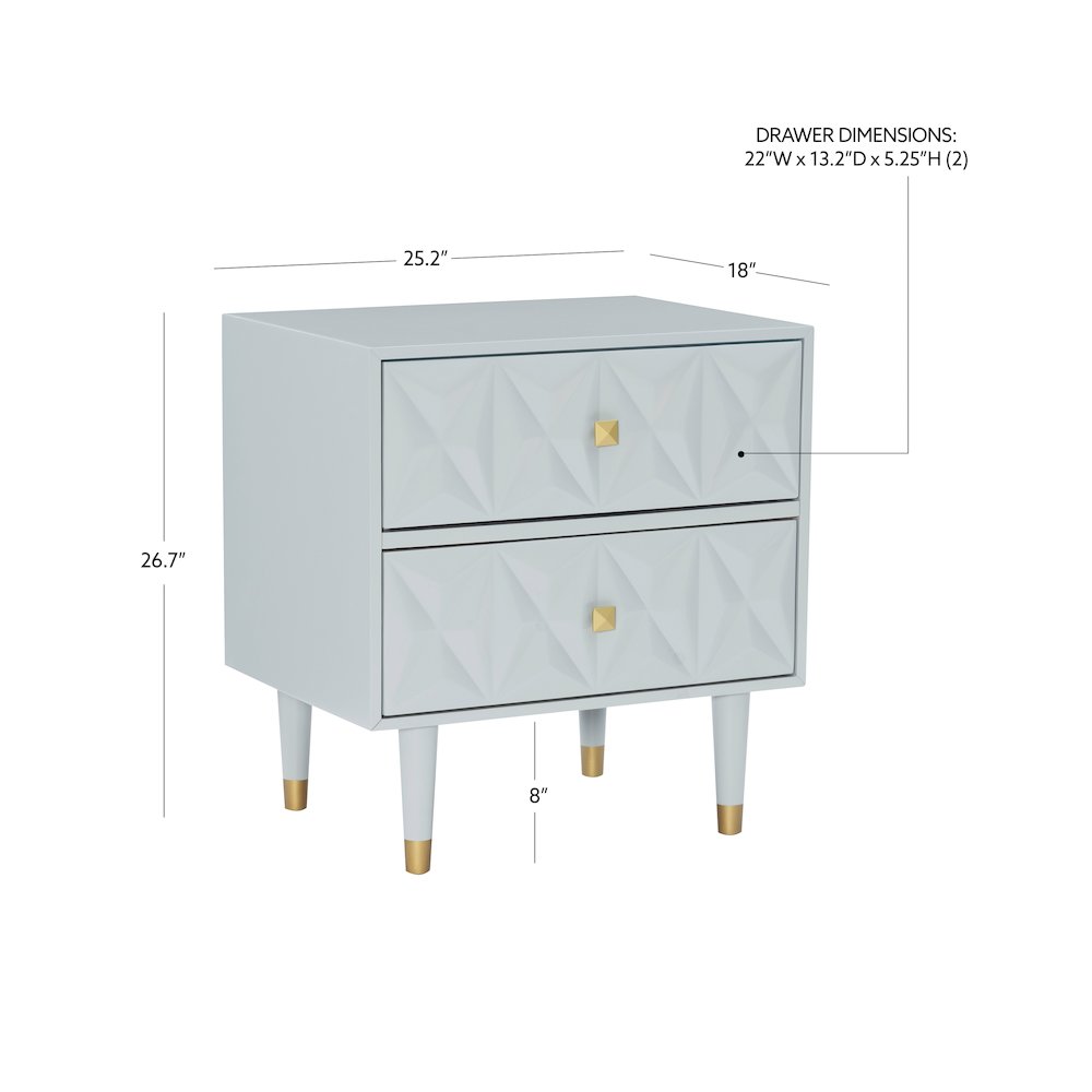 Two Drawer Geo Texture Nightstand Grey. Picture 17