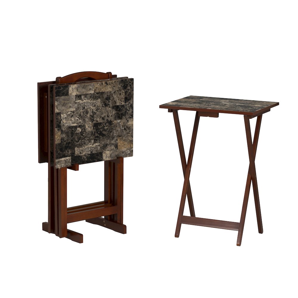 Tray Table Set Faux Marble -Brown. Picture 10