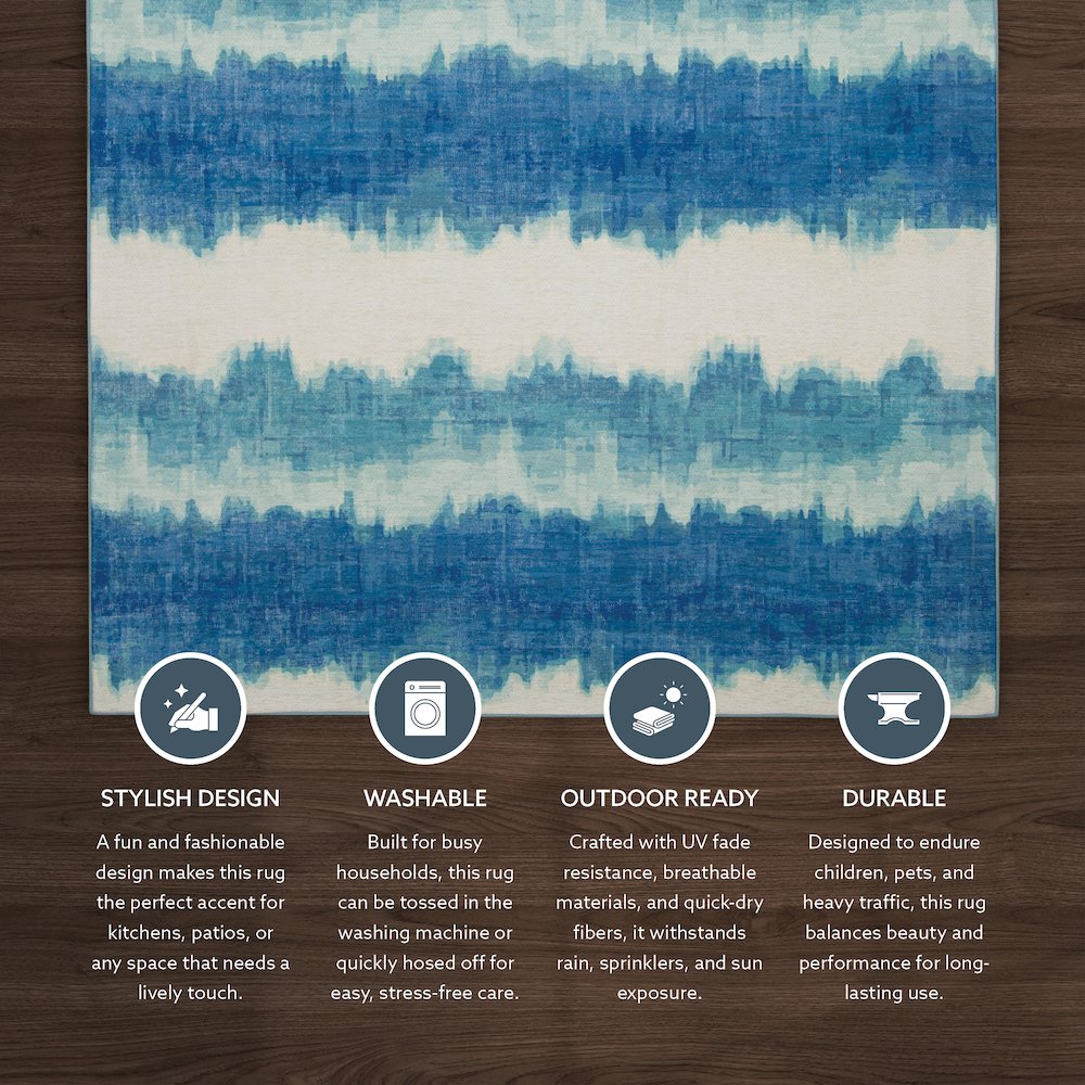 Outdoor Washable Apopka Ivory & Blue 5' X7', Rug. Picture 5
