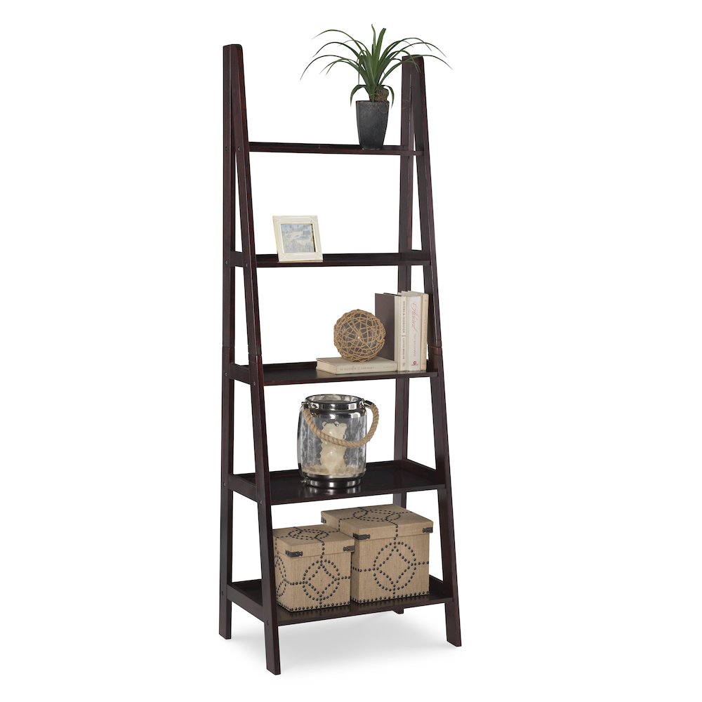 Acadia Ladder Bookshelf, Espresso. Picture 1