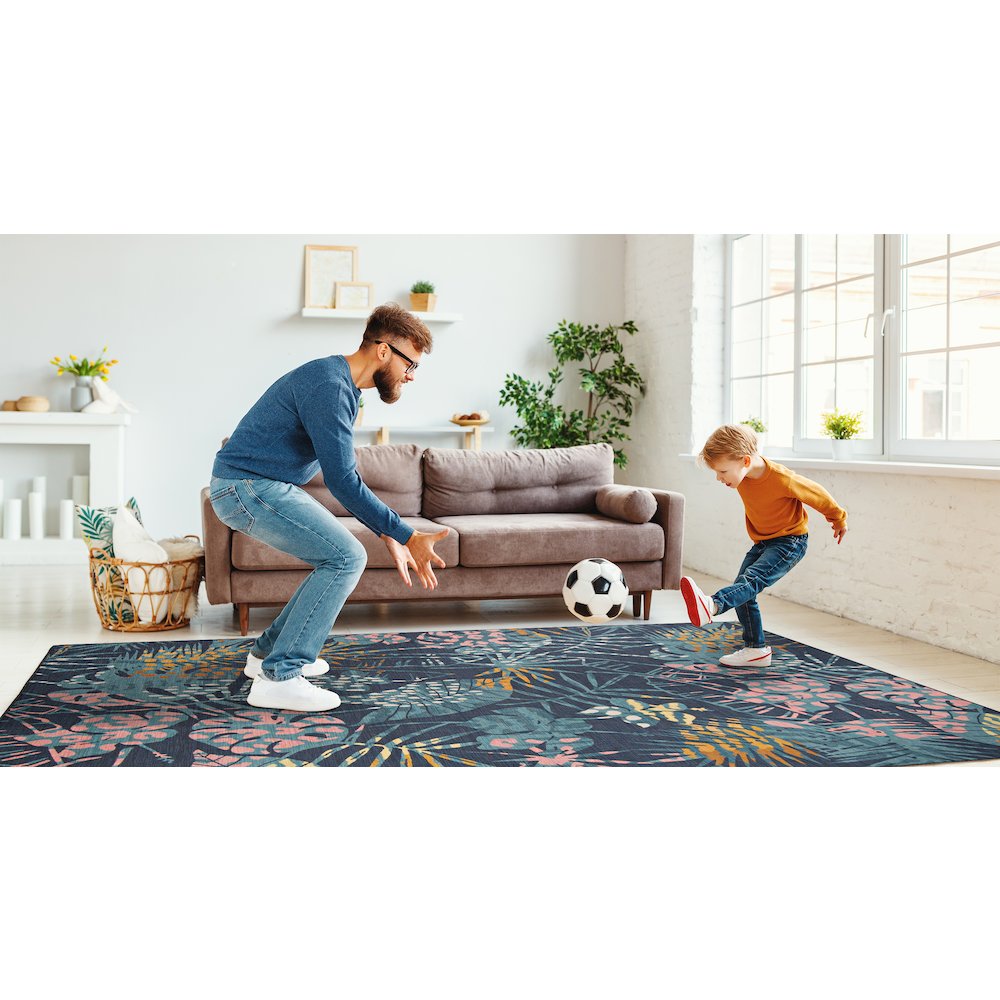 Outdoor Washable Miramar Navy & Gold 7' X 9', Rug. Picture 1
