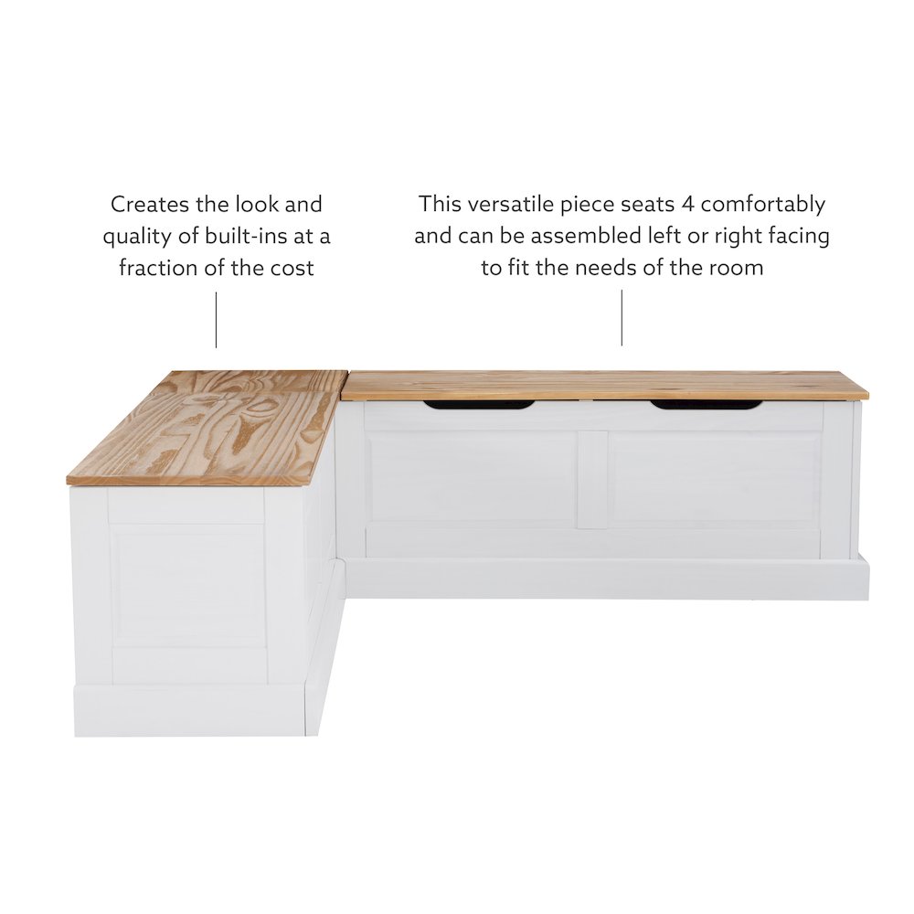 Tobin Backless Two Tone Breakfast Nook, Natural And White. Picture 13