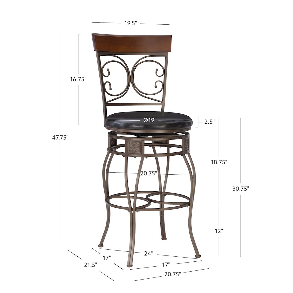 Big and Tall Back to Back Scroll Barstool. Picture 11