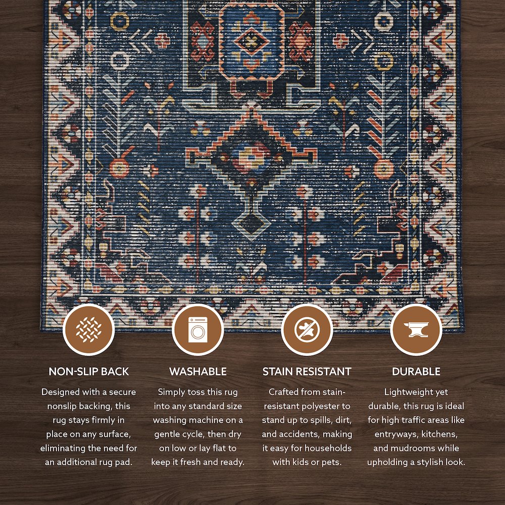 Washable Larson Navy/Ivory 2x3, Rug. Picture 3