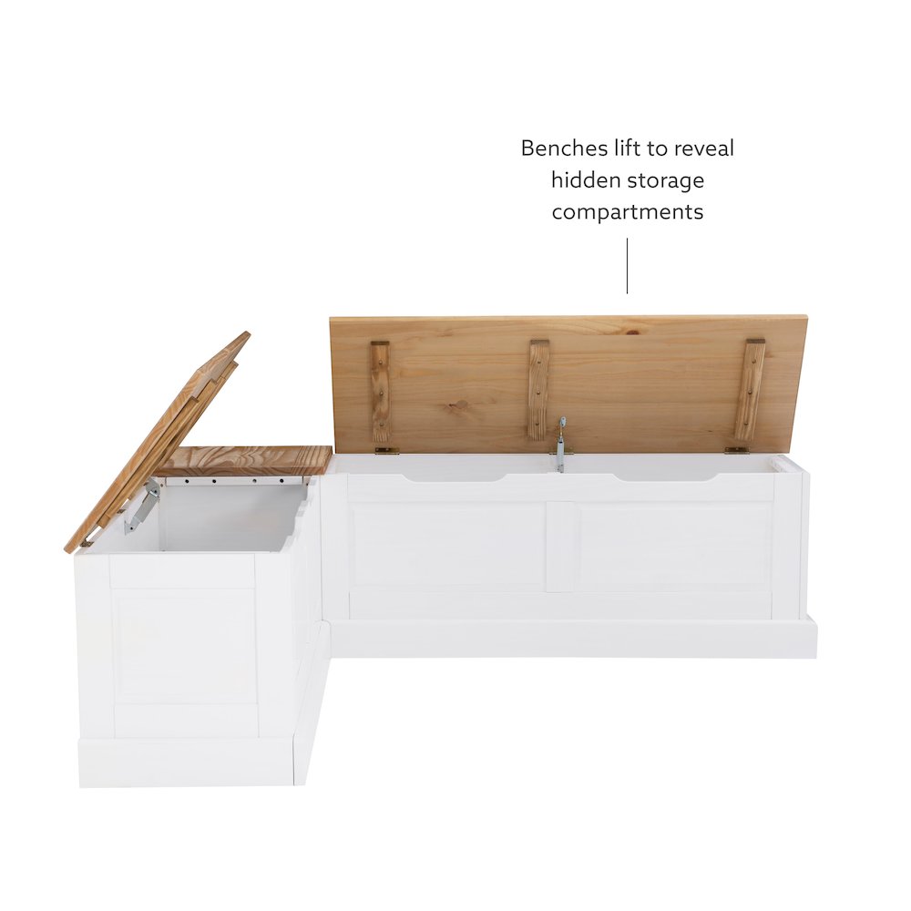 Tobin Backless Two Tone Breakfast Nook, Natural And White. Picture 14
