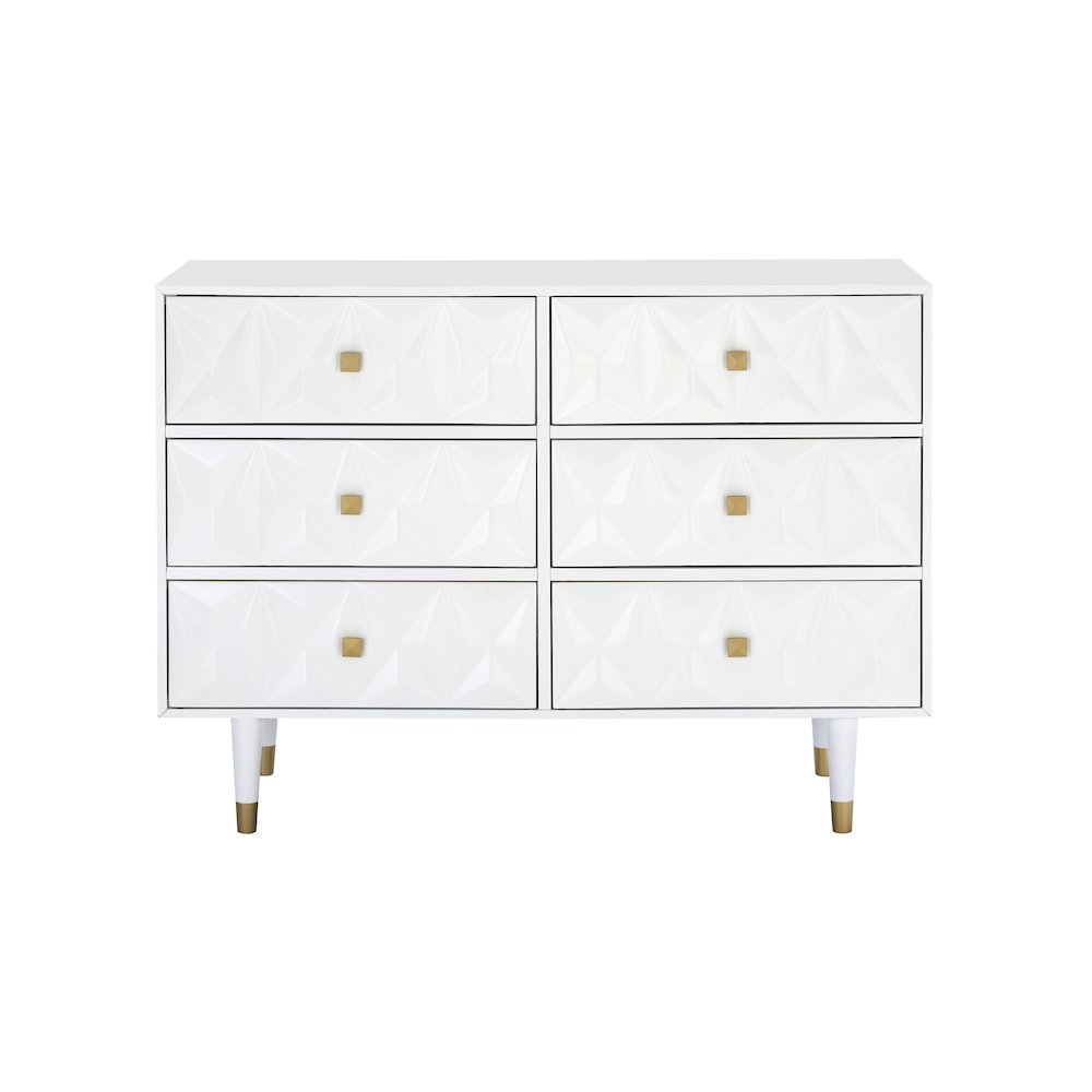 Six Drawer Geo Texture Dresser White. Picture 2