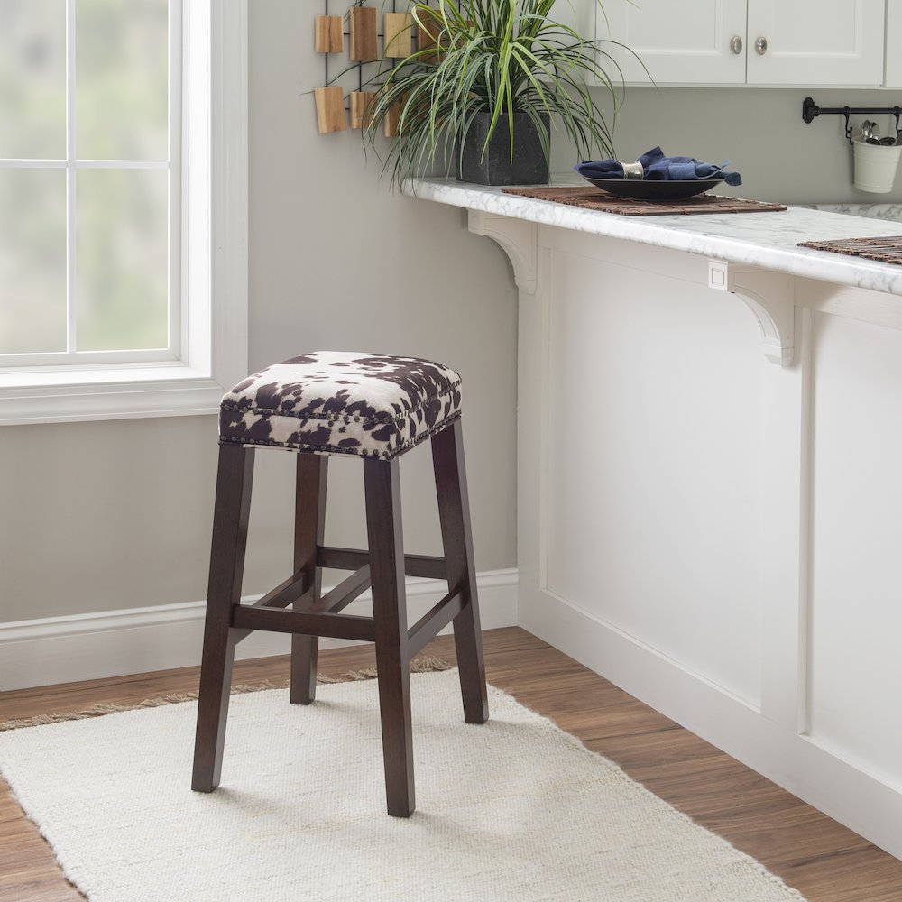 Walt Brown Cow Print Bar Stool. Picture 4