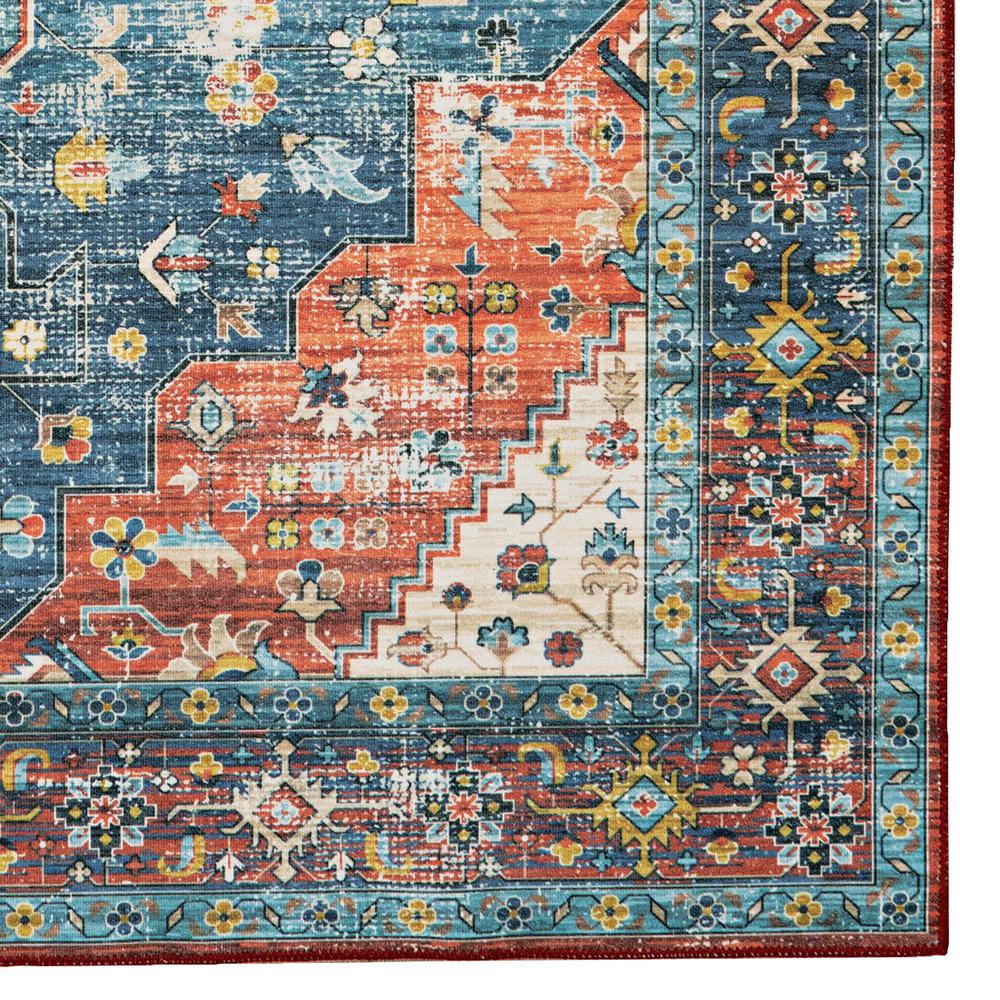 Washable Markum Teal/Rust 2x8, Rug. Picture 3