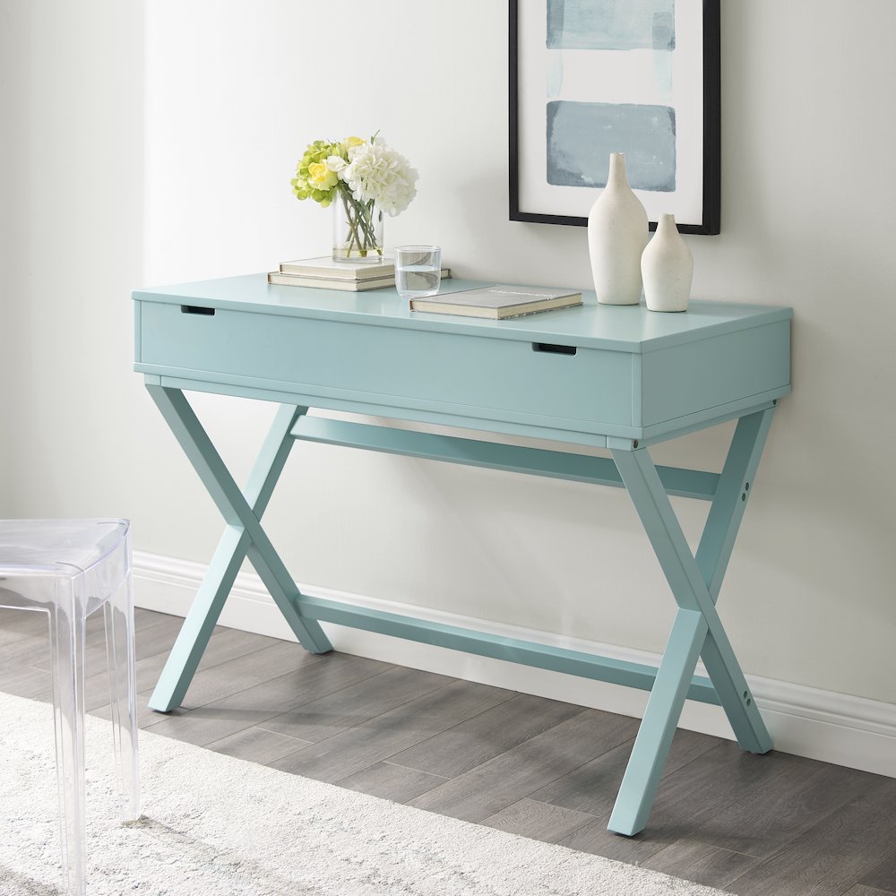 Peggy Lift Top Desk, Turquoise. Picture 3