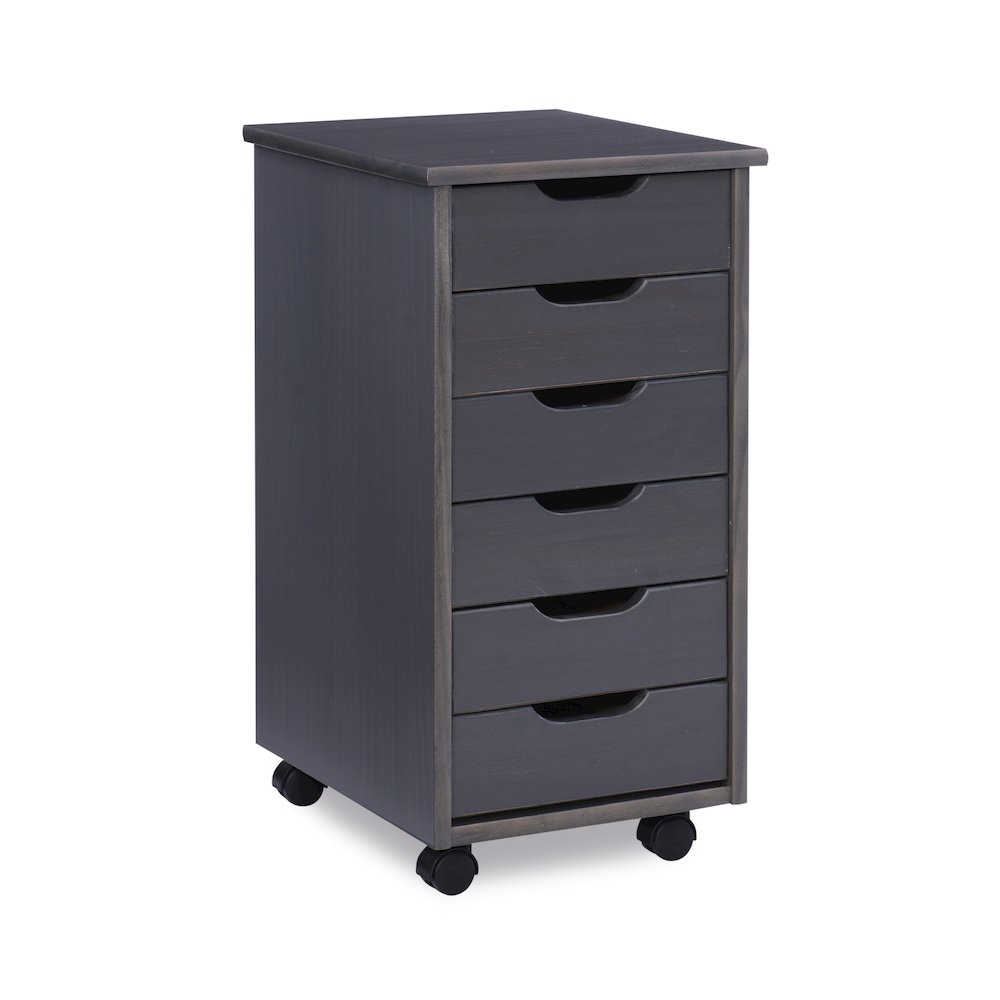 Cary Six Drawer Rolling Storage Cart, Grey. Picture 8
