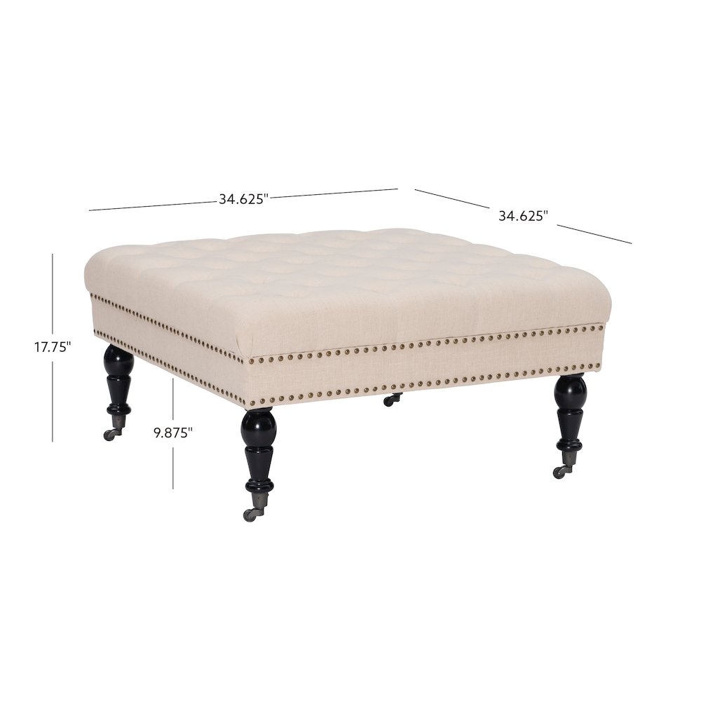 Isabelle Natural Square Tufted Ottoman. Picture 6