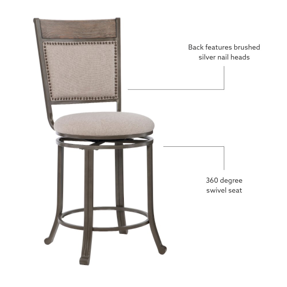 Franklin Swivel Counter Stool, Pewter. Picture 10