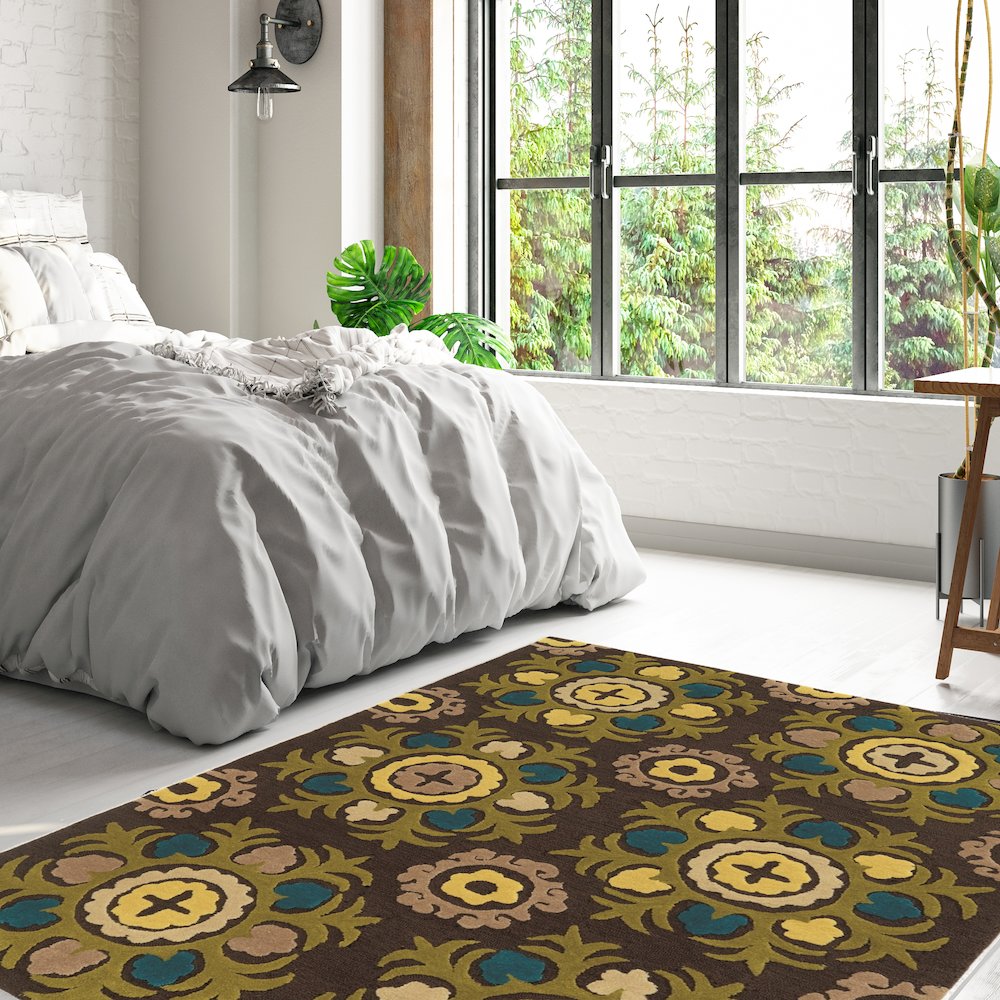 Trio Suzanni Chocolate & Multi 8x10, Rug. Picture 1
