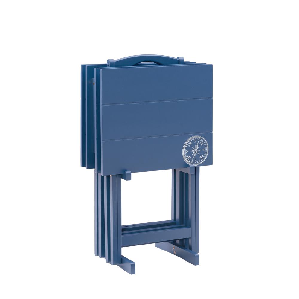 Compass Tray Table Set Navy. Picture 7