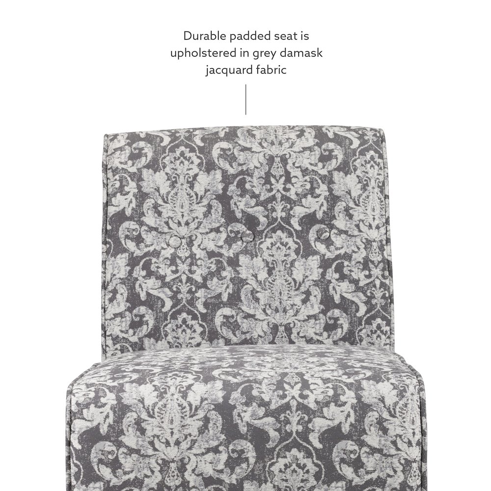 Coco Accent Chair - Gray Damask. Picture 10