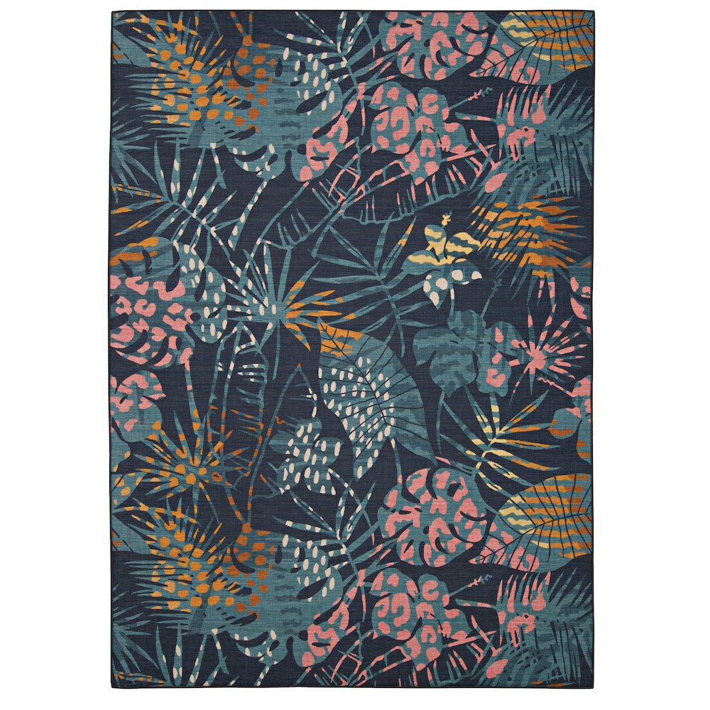 Outdoor Washable Miramar Navy & Gold 2' X 3', Rug. Picture 3