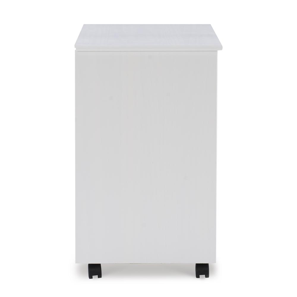 Cary Six Drawer Wide Roll Cart, White Wash. Picture 3