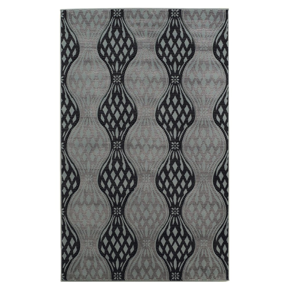 Milan Mylon Black & Turquoise 5x7.6, Rug. Picture 1