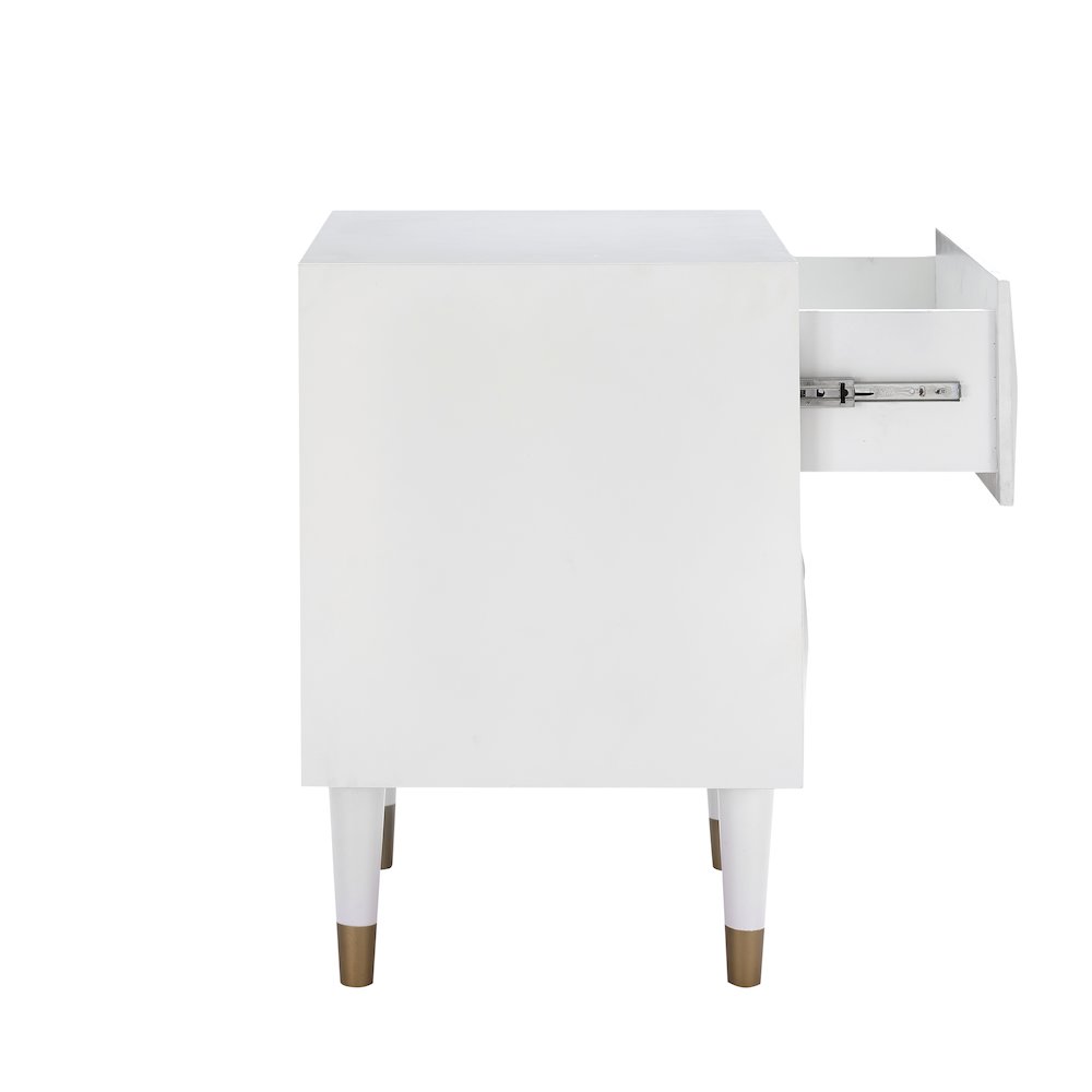 Two Drawer Geo Texture Nightstand White. Picture 8